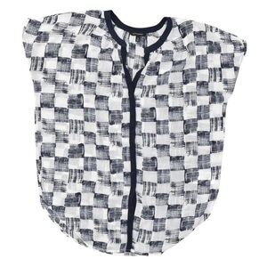 Banana Republic Women Black& White Plaid V
Neck Button-Up Top XS 
Short Sleeve